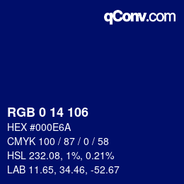 カラーコード: RGB 0 14 106 | qconv.com