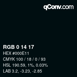 Color code: RGB 0 14 17 | qconv.com