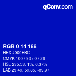 カラーコード: RGB 0 14 188 | qconv.com