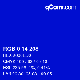 カラーコード: RGB 0 14 208 | qconv.com