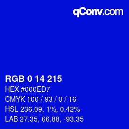 Color code: RGB 0 14 215 | qconv.com