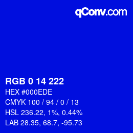 颜色代码: RGB 0 14 222 | qconv.com