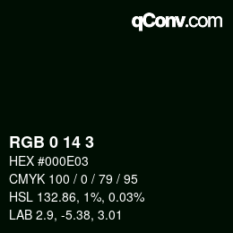 颜色代码: RGB 0 14 3 | qconv.com