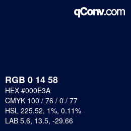 Color code: RGB 0 14 58 | qconv.com