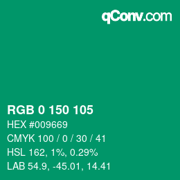 Color code: RGB 0 150 105 | qconv.com