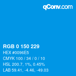 Color code: RGB 0 150 229 | qconv.com