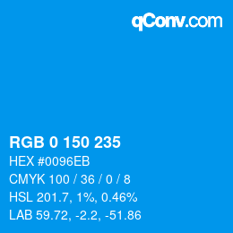 Color code: RGB 0 150 235 | qconv.com