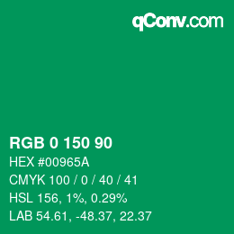 Color code: RGB 0 150 90 | qconv.com