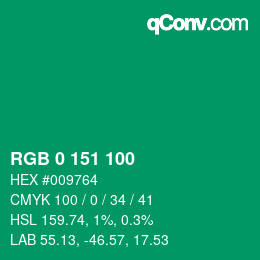 Color code: RGB 0 151 100 | qconv.com