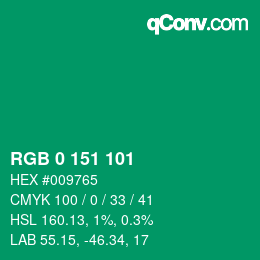 Color code: RGB 0 151 101 | qconv.com