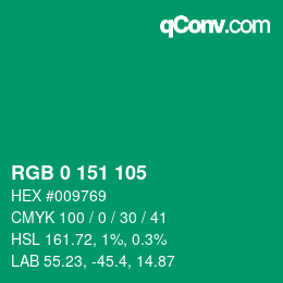 Color code: RGB 0 151 105 | qconv.com