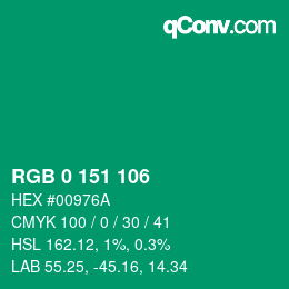 Color code: RGB 0 151 106 | qconv.com