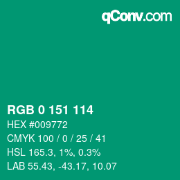 Código de color: RGB 0 151 114 | qconv.com