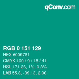 Color code: RGB 0 151 129 | qconv.com