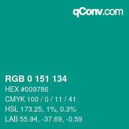 Color code: RGB 0 151 134 | qconv.com