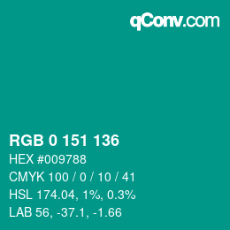 Color code: RGB 0 151 136 | qconv.com