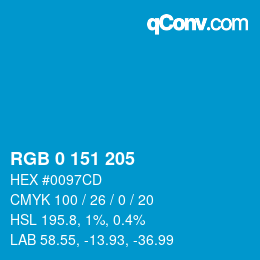 Color code: RGB 0 151 205 | qconv.com