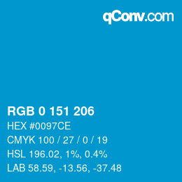 カラーコード: RGB 0 151 206 | qconv.com