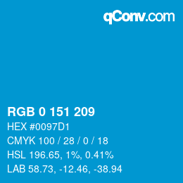 Color code: RGB 0 151 209 | qconv.com