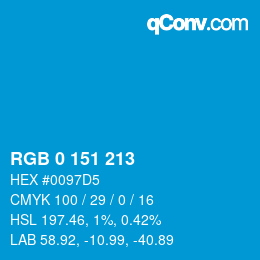 Color code: RGB 0 151 213 | qconv.com