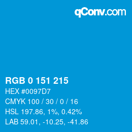 Color code: RGB 0 151 215 | qconv.com
