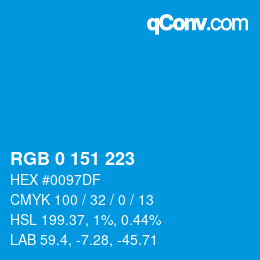 Color code: RGB 0 151 223 | qconv.com