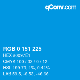 Color code: RGB 0 151 225 | qconv.com