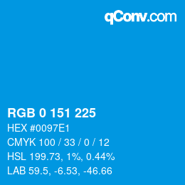 カラーコード: RGB 0 151 225 | qconv.com