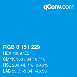 Color code: RGB 0 151 229 | qconv.com