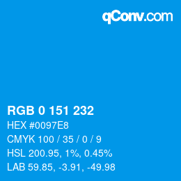 Color code: RGB 0 151 232 | qconv.com