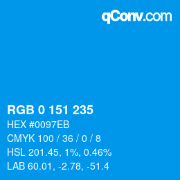 Color code: RGB 0 151 235 | qconv.com