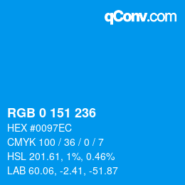 Color code: RGB 0 151 236 | qconv.com