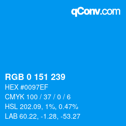 Color code: RGB 0 151 239 | qconv.com