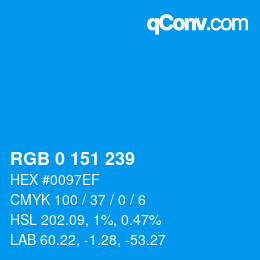 Color code: RGB 0 151 239 | qconv.com