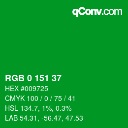 Color code: RGB 0 151 37 | qconv.com