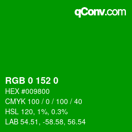 Color code: RGB 0 152 0 | qconv.com