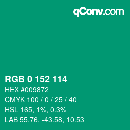 Color code: RGB 0 152 114 | qconv.com
