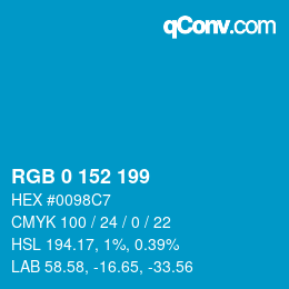 Color code: RGB 0 152 199 | qconv.com