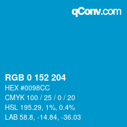 カラーコード: RGB 0 152 204 | qconv.com