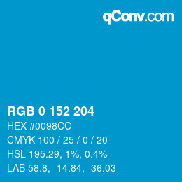 Color code: RGB 0 152 204 | qconv.com