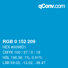 カラーコード: RGB 0 152 209 | qconv.com