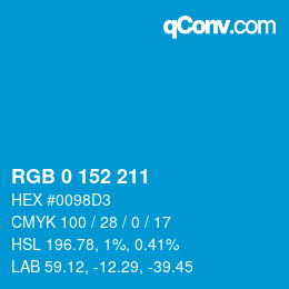 Color code: RGB 0 152 211 | qconv.com