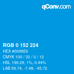 Color code: RGB 0 152 224 | qconv.com