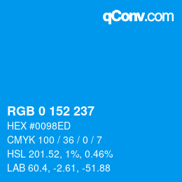 Color code: RGB 0 152 237 | qconv.com