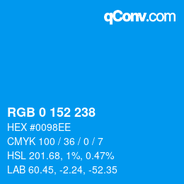 Color code: RGB 0 152 238 | qconv.com