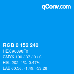 Color code: RGB 0 152 240 | qconv.com