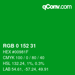 Color code: RGB 0 152 31 | qconv.com