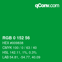 Color code: RGB 0 152 56 | qconv.com