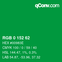 カラーコード: RGB 0 152 62 | qconv.com