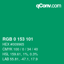 Color code: RGB 0 153 101 | qconv.com